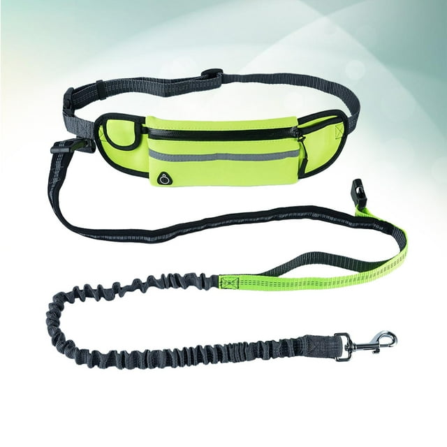 COOPHYA Laisse pour Chien Mains Libres avec Poche de Taille Réglable Sac Couture Réfléchissante pour Course et Marche Vert