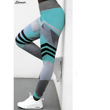 Stretch Workout Pants - Spencer Women 3D Printed High Waist Yoga Pants Capris Tummy Control Stretch Sports Leggings Fitness Running Workout Tights
