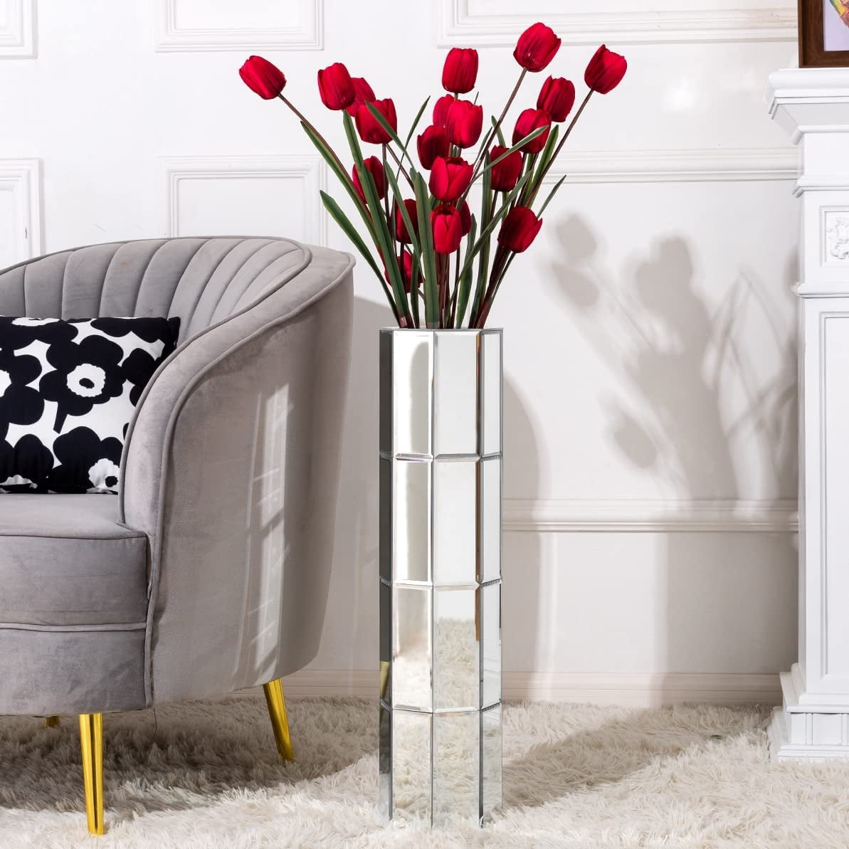 SHYFOY Mirrored Tall Flower Vase Large Glass Vase Modern Large