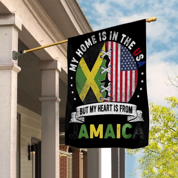 Flag-Made in America with Jamaican Parts Jamaica U.S.A Friendship American Flag Patriotic Garden Flag, Double-Sided Decorative Outdoor Flag, Patriotic Polyester Yard Flag 12 x 18 in