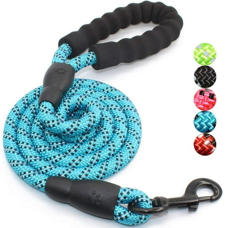 5 FT Strong Dog Leash with Comfortable Padded Handle and Highly Reflective Threads for Medium and Large Dogs