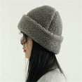 thumbnail image 4 of Casual Winter Warm Windproof Outdoor Brimless Melon Cap Beanie Hat Fisherman Hats Artificial Lamb Wool COFFEE, 4 of 8