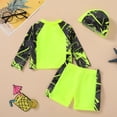 thumbnail image 5 of Tiny Cutey Toddler Boys Swimsuit Baby Long Sleeve Top Shorts Trunks Bathing Suit Set Swimwear Outfit with Hat for 18-24 Months, 5 of 8