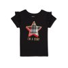 Garanimals Baby & Toddler Girls "I'm a Star!" Plaid Star Graphic Flutter T-Shirt with Short Sleeves, Sizes 12M-5T, 12M-5T