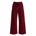thumbnail image 3 of Nfurl Women's Barrel Sweatpants Drawstring Elastic Waist Wide Leg Baggy Sweatpant with Pockets Fall Winter Trendy Casual Going Out Sweat Pants Trousers Wine,XXL, 3 of 4