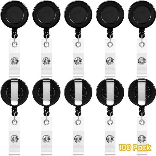 100 Pieces Retractable Badge Reel Clips ID Card Holder Reel with Metal Belt  Clip for Hanging Cards Key Chains, Name Badge Reels Holders for Nurses  Teachers Students 