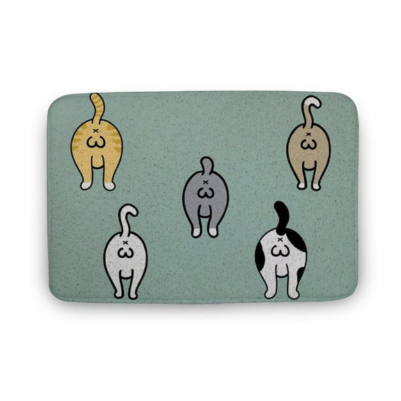 Cute Cat Butt Entrance Door Mat, Animal Green Doormat,Mat for Home, ,Front Doormat, Indoor Doormat,Front Back Door Mat ,Coral Velvet Rug 16”x24”