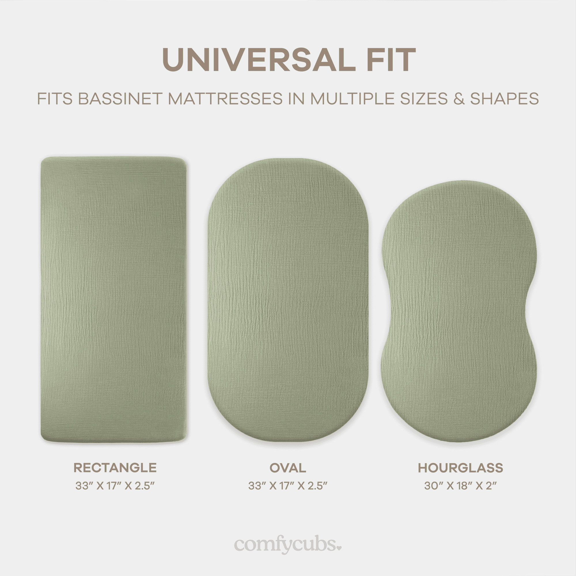 Comfy Cubs Muslin Fitted Bassinet Crib Sheet, Extra Soft 100% Muslin Cotton Bassinet Sheets (Sage)