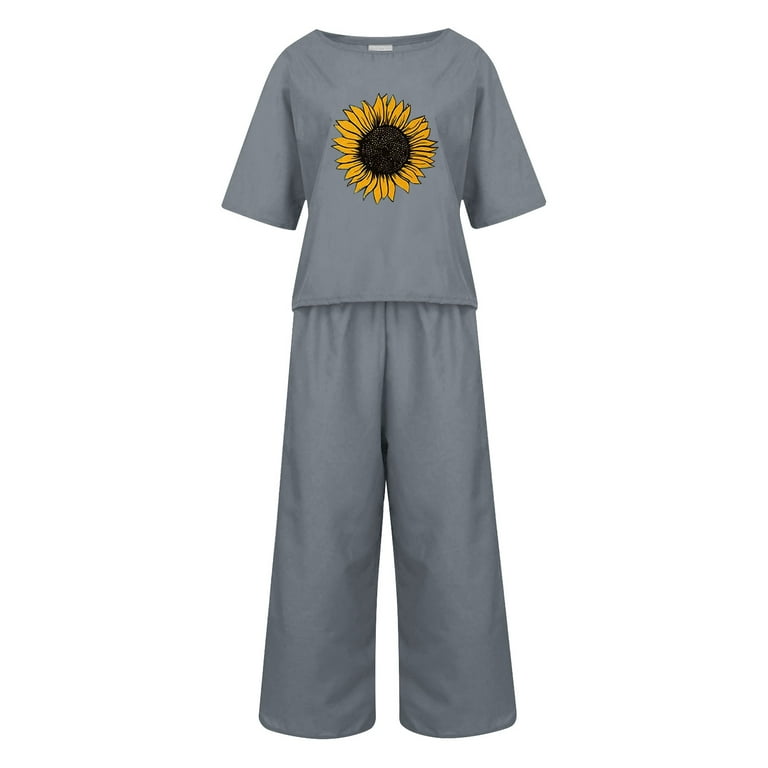 PMUYBHF Clubbing Outfits for Women Womens Casual Sunflower
