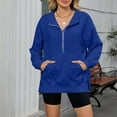 thumbnail image 2 of Timegard Sweatshirts for Women Half Zipper Hoodies Pullover Loose Comfy Split Workout Tops Pockets, 2 of 7