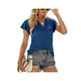 thumbnail image 4 of TRKIYQC Camiseta informal para mujer, manga corta, color sólido/rayas, estampado de estrellas, cuello en V, tops ajustados TRKIYQC Casual, 4 of 7
