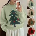 thumbnail image 2 of Zhanying Chandail à Capuche de Noël pour Femmes Col Rond Chandail de Noël Moches Tricot Flocon de Neige pour Femmes, 2 of 5