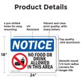 thumbnail image 2 of (2 Pack) No Food Or Drink Allowed In This Area OSHA Notice Sign 24 Inch X 18 Inch Indoor / Outdoor Rust-Free Aluminum Metal Signs for Workplace, Workshop, and Construction Site, Made in, 2 of 8