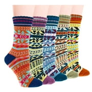 5 Pack Womens Warm Socks Winter Thick Knitted Wool Crew Casual Socks Gift