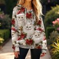 thumbnail image 5 of Women's Fashion Casual Christmas Print Pullover Long-Sleeve Hooded Sweatshirt, Festive Fall Winter Wear with Soft Fabric and Holiday Theme for Cozy Comfort,White,M, 5 of 5