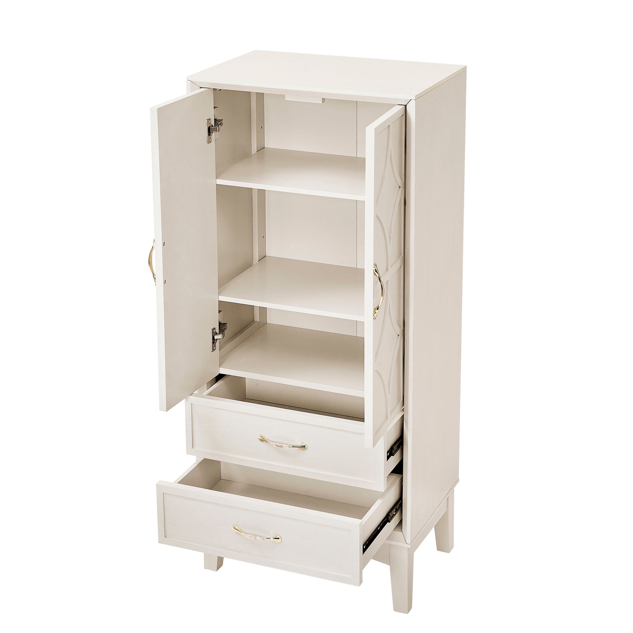 GDF Studio 53.5" Kitchen Pantry Storage Cabinet with Doors, Drawers and Adjustable Shelves, Antique White
