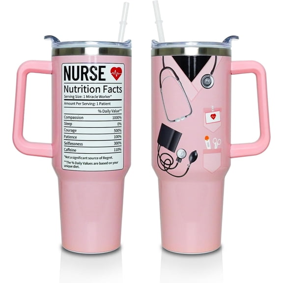 Nurse Gifts for Women Men, 40 Oz Tumbler with Handle and Straw, Durable Insulated Stainless Steel Leak-proof Travel Cup, Male Nurse Practitioner Appreciation Graduation Nurses Week Accessories