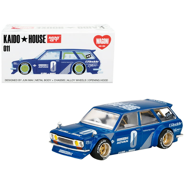 Mini GT 1/64 Die Cast DATSUN 510 WAGON Kaido House Model Car - BLUE 