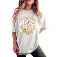 thumbnail image 2 of LEBONYARD Womens Summer Tops Clearance under $5,Tops for Women Trendy Sexy up to 50% off,Women's Fashion Summer Round Neck Drop Sleeves Leisure Short Sleeve Flower Printing Tops White S, 2 of 7