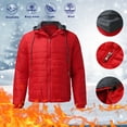 thumbnail image 3 of LEEy-world Flannel Jackets for Men Men's Hooded Jacket, Quilted Coat, Sherpa Lined Red,L, 3 of 5