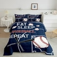 thumbnail image 2 of Erosebridal Baseball Comforter Set Queen Size Baseball Games Bedding Set Navy Blue Comforter Sports Theme Quilt Set, 2 of 7