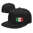 thumbnail image 7 of DouZhe Flat Brim Cap Snapback Hat, Mexican Mexico Flag Prints Adjustable Black Adult Baseball Cap, 7 of 7