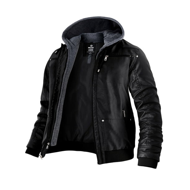 Wantdo Men's Spring Motorcycle Leather Jacket Waterproof Bomber Coat ...