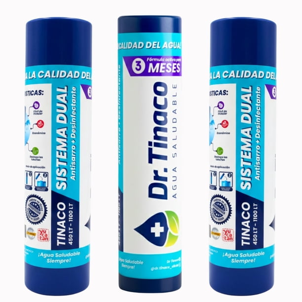 Paquete 3 Sistemas Dual Dr. Tinaco | Antisarro y Purificador con Cloro | Mantiene el Agua Clara e Impurezas | Para Tinacos de 450L a 1100L | Protección Continua hasta por 9 Meses (3 Meses c