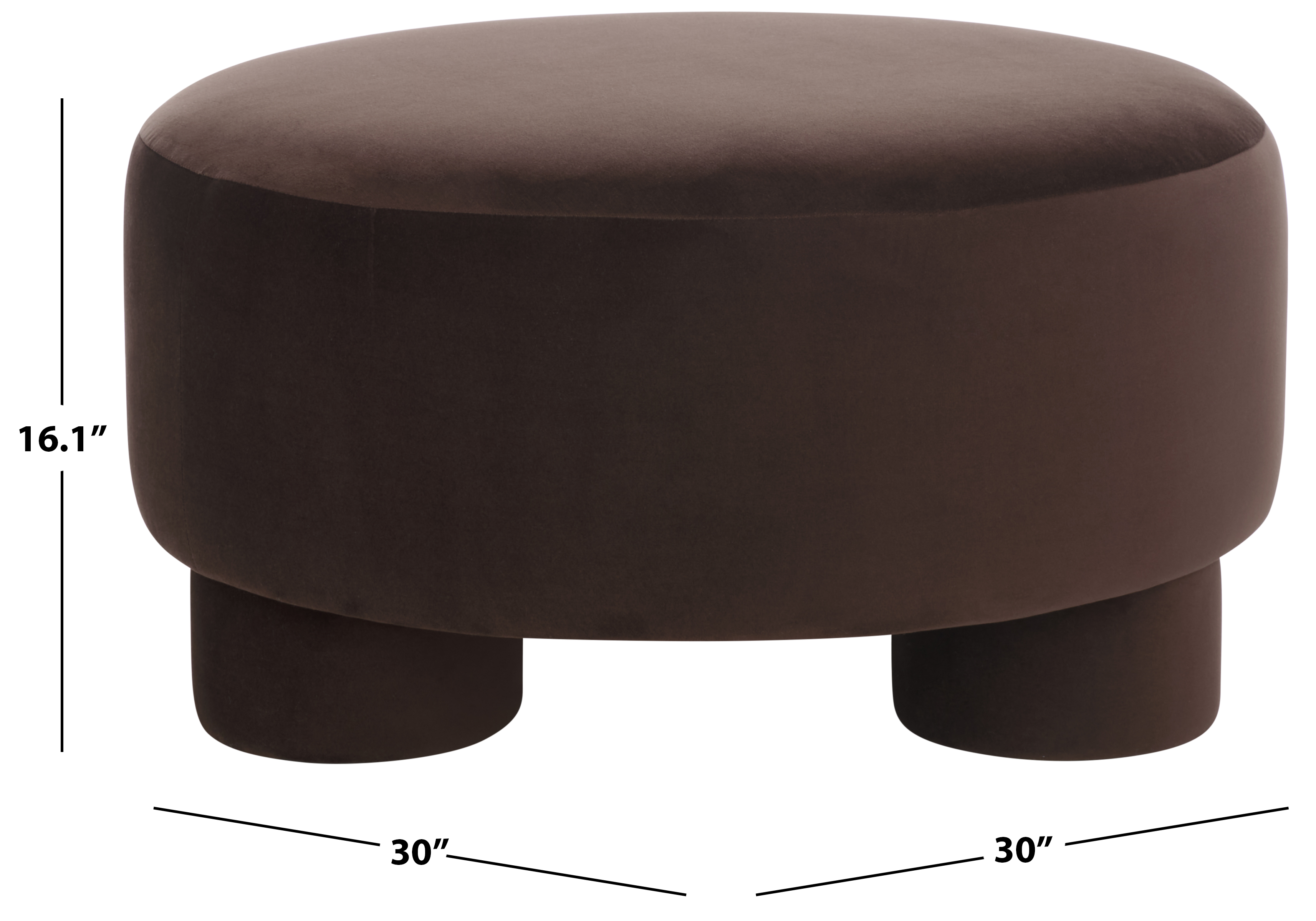 Safavieh Naref Cocktail Mid-Century Round Ottoman, Chocolate