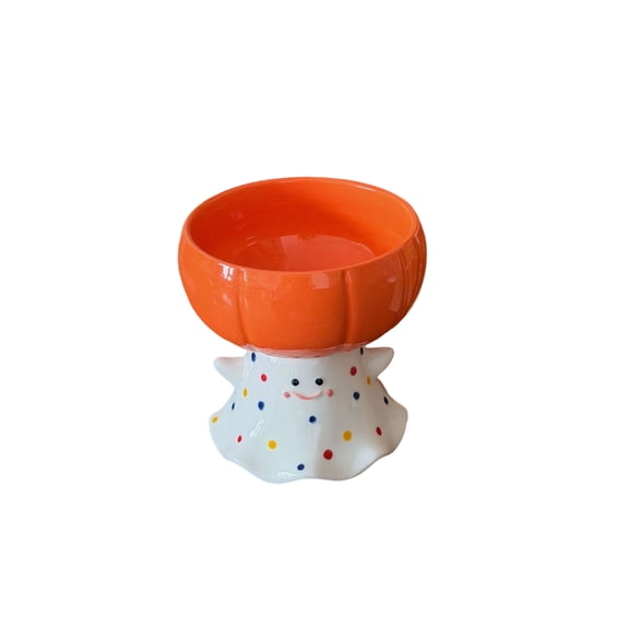 Cute Ghost Pumpkin Ceramic Ice Cream Bowl, Halloween Thanksgiving Footed Dessert Bowl, Small Fruit Snack Serving Bowl for Fall Home Table Decor