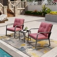thumbnail image 3 of Bistro 3 Piece Patio Furniture Set, Patio Table and Rattan Outdoor Rocking Chairs Set of 2, Outdoor Bistro Conversation Set for Garden, Balcony, Poolside, Backyard, Red, 3 of 16