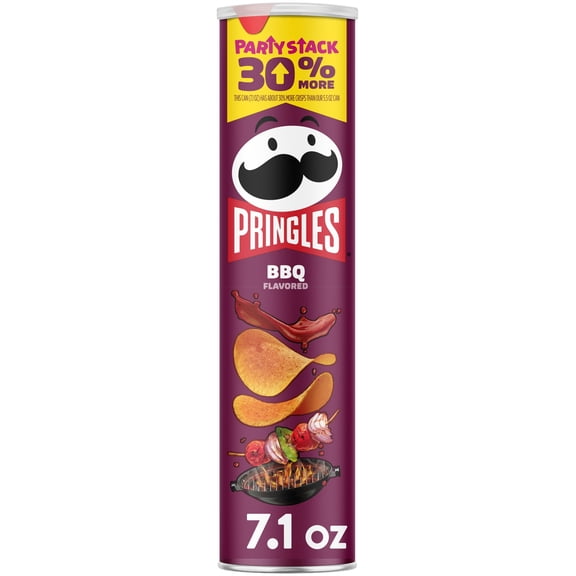 Pringles BBQ Potato Crisps Chips, Lunch Snacks, 7.1 oz Canister