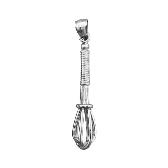 Rhodium Plated 925 Sterling Silver 3D Whisk Pendant