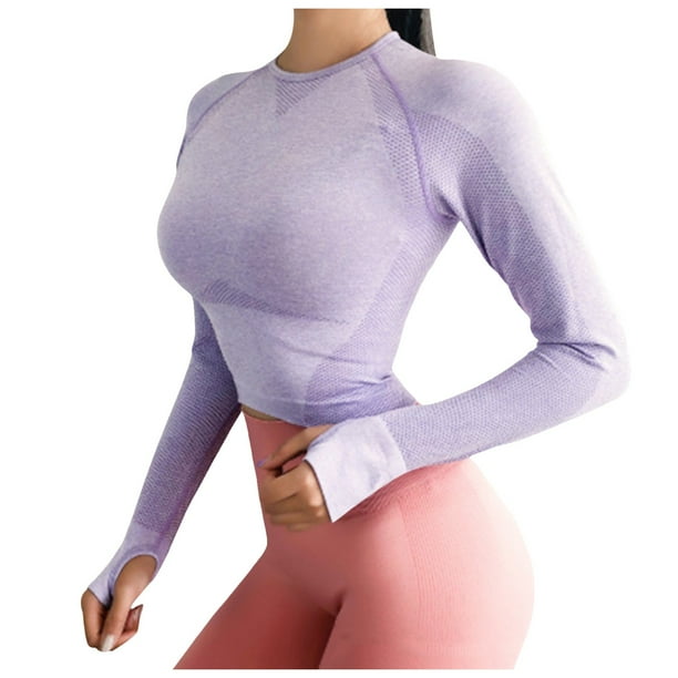 Top corto sin costuras para mujer - Manga corta, malla transpirable, ajuste compresivo, secado rápido, tallas S-L para gimnasio y yoga