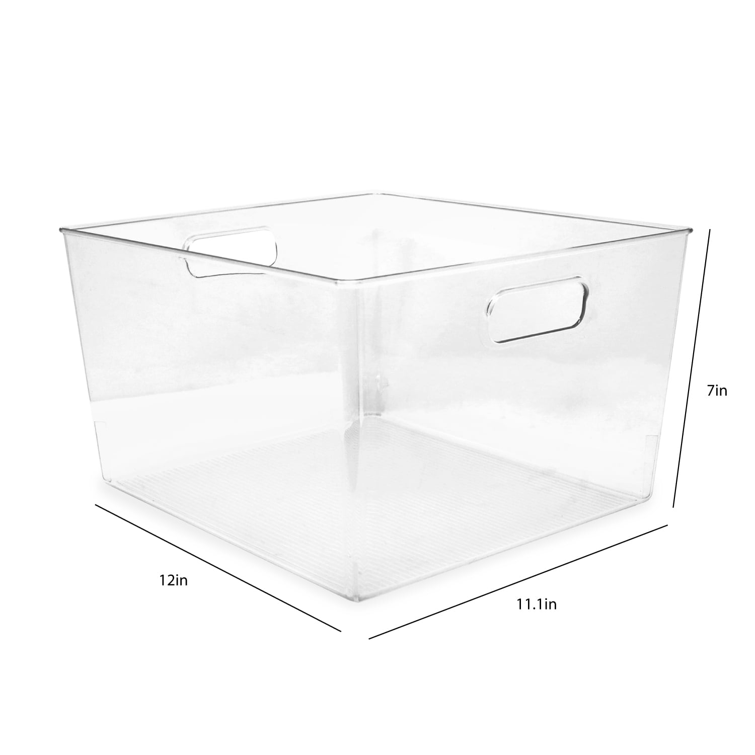 Isaac Jacobs Clear Bin Organizers with Handles, Extra-Large, 3-Pack – Stackable Plastic Storage Bins for Kitchen, Pantry, Fridge, and Home Organization