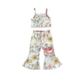thumbnail image 2 of 2PCS Toddler Baby Girls Outfits Floral Crop Top Camisole+ Bell Bottoms Flared Pants Wide Leg Trousers Set, 2 of 7