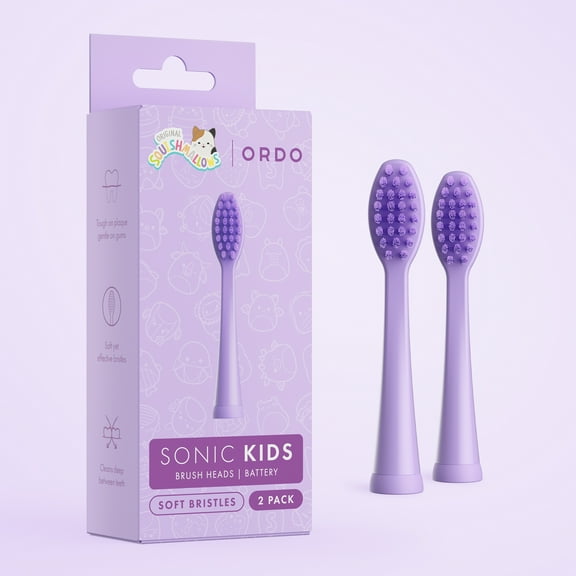 Ordo - Kids Battery Toothbrush Heads - Squishmallows Daxxon - Purple - 2 Pack