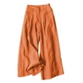 thumbnail image 6 of VBVC Women's Cotton Linen Pull-On Capri Pants , Casual Summer Wide Leg Trousers For Women , Ladies' Paper Bag Waist Pleated Pants with Pockets,Orange,S-2XL, 6 of 6