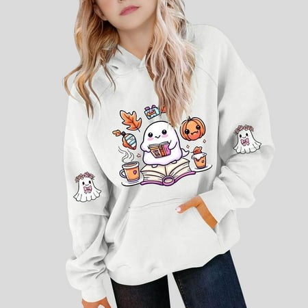 successthop Spooky Season Hoodies Spooky Pumpkin Ghost Toddler Girls Boys Long Sleeve Winter Fall Pullover Sizes 5-15