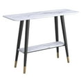 thumbnail image 1 of Modern MDF and Metal 2-tier Console Table - White Faux Marble and Black, 1 of 7