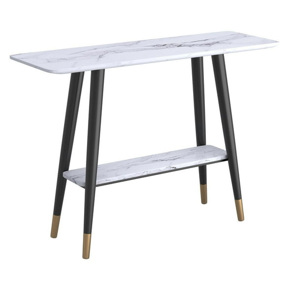 Console en MDF et Métal - Marbre Faux Blanc et Noir