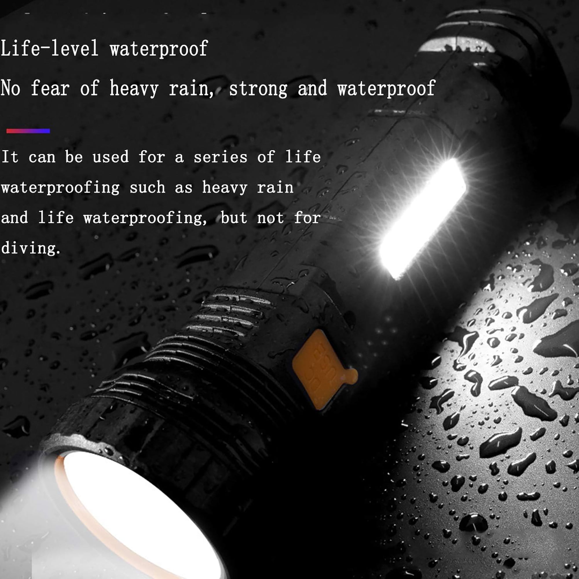 2 Pcs Solar Rechargeable Multi Function 1000 Lumens LED Flashlight, with Emergency Strobe Light and 1200 Mah Battery, Emergency Power Supply and USB Charging Cable, Fast Charging