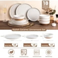 thumbnail image 3 of AmorArc Ceramic Dinnerware Sets for 6, 18 Pieces Handpainted Plates and Bowls Set with Rustic Terracotta Underside, Scratch Resistant Stoneware Dishes Set, Dishwasher & Microwave Safe,Light Beige, 3 of 9