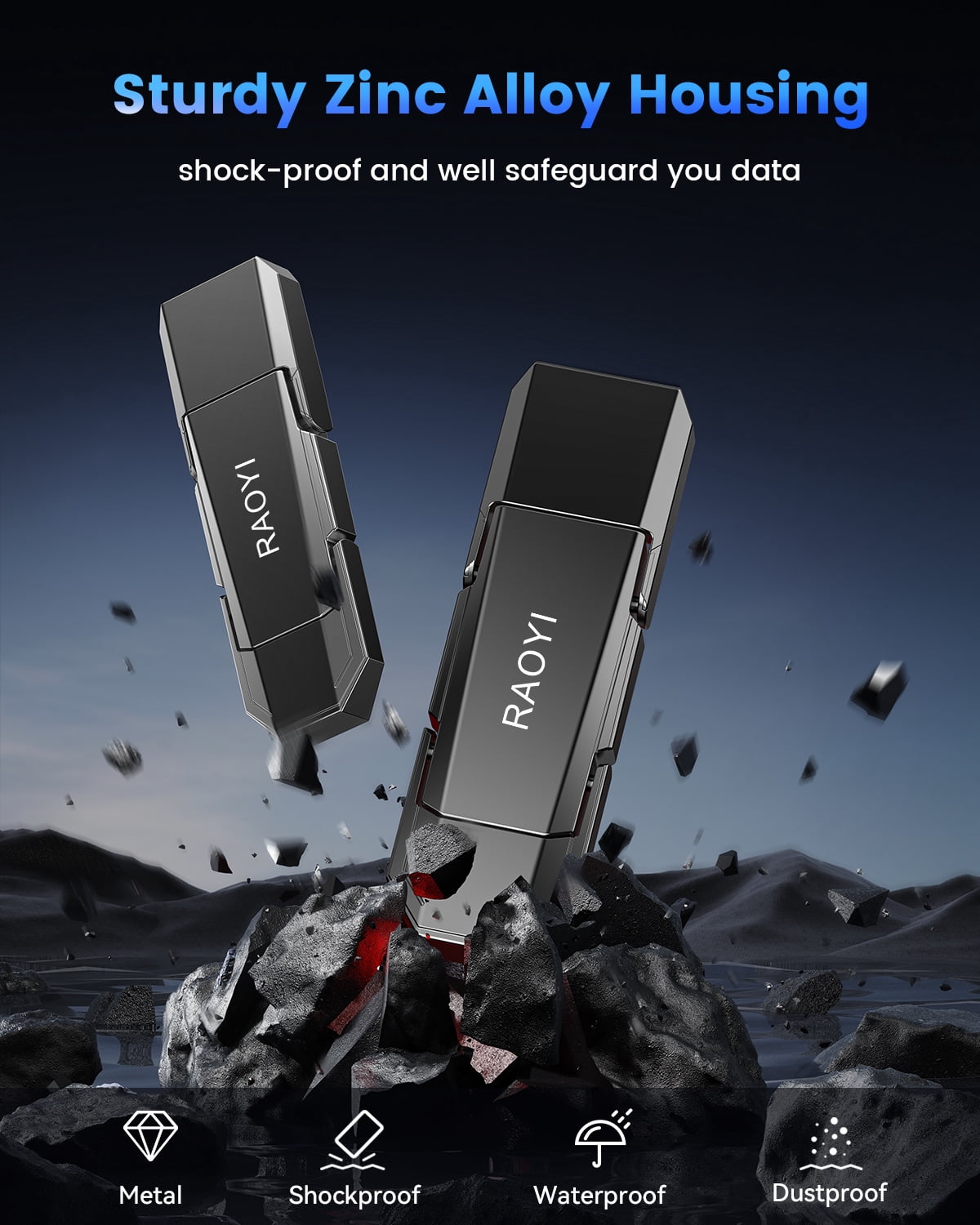 RAOYI 64GB USB 3.2 Gen1 External SSD Dual USB A + Type-C up to 450MB/s , 2-in-1 Hard Drive Portable SSD for iPhone 15/16/17