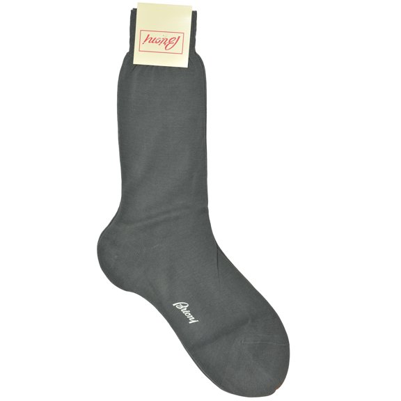 Brioni Men's 100% Cotton Slate Gray Socks (10)