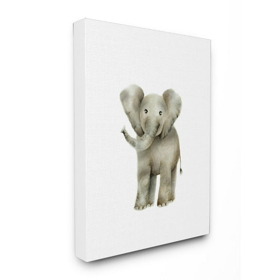 Happy Baby Elephant Illustration Stretched Canvas Wall Art, 16 x 1.5 x 20