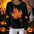 thumbnail image 5 of Yanchicy Spooky Season Sweatshirt Pullover for Women Crew Neck Maple Leaves Graphic Soft Lightweight Thin Fleece Loose Fall Halloween Clothes Long Sleeve Tops, 5 of 6