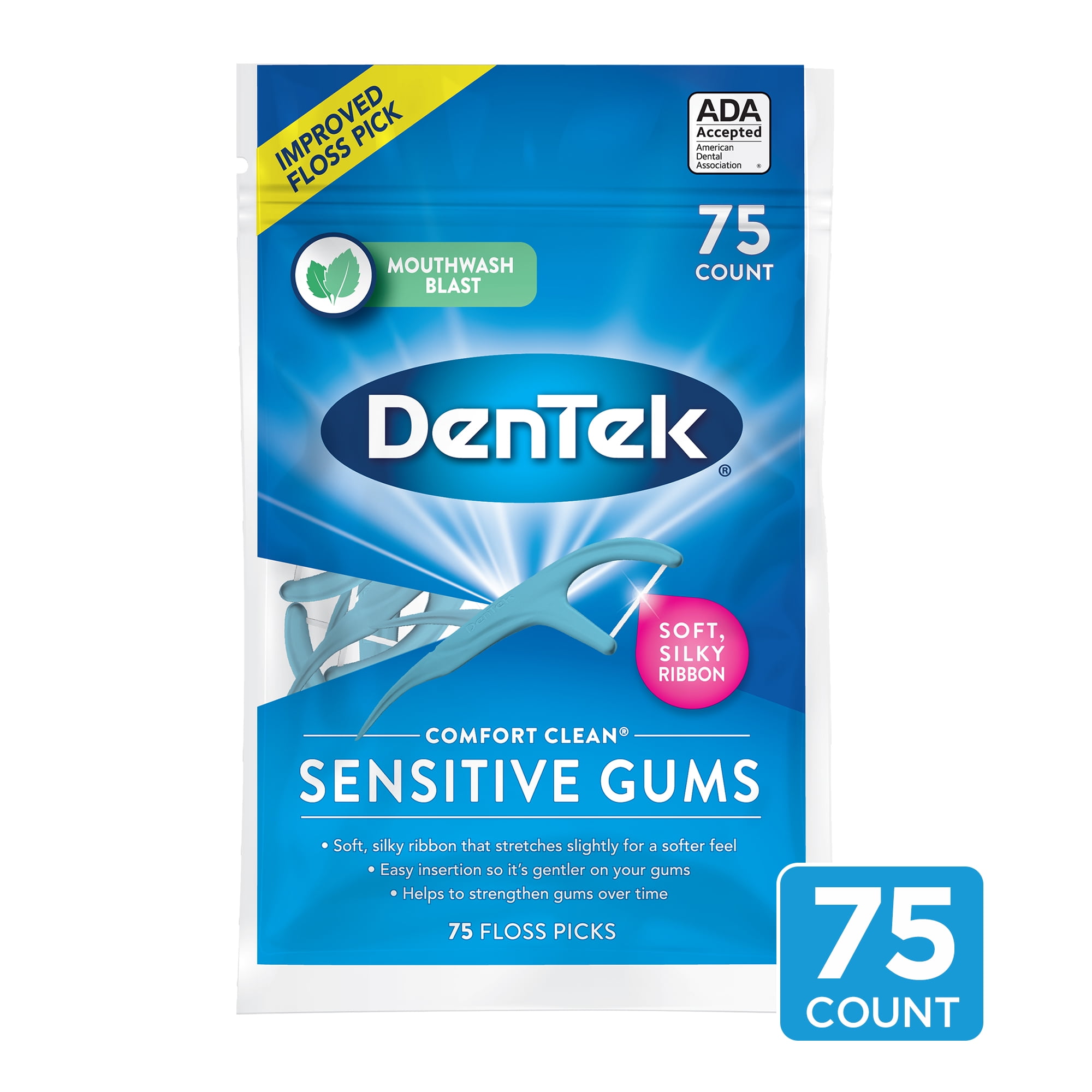 DenTek Comfort Clean Sensitive Gums Floss Picks, Soft & Silky Ribbon