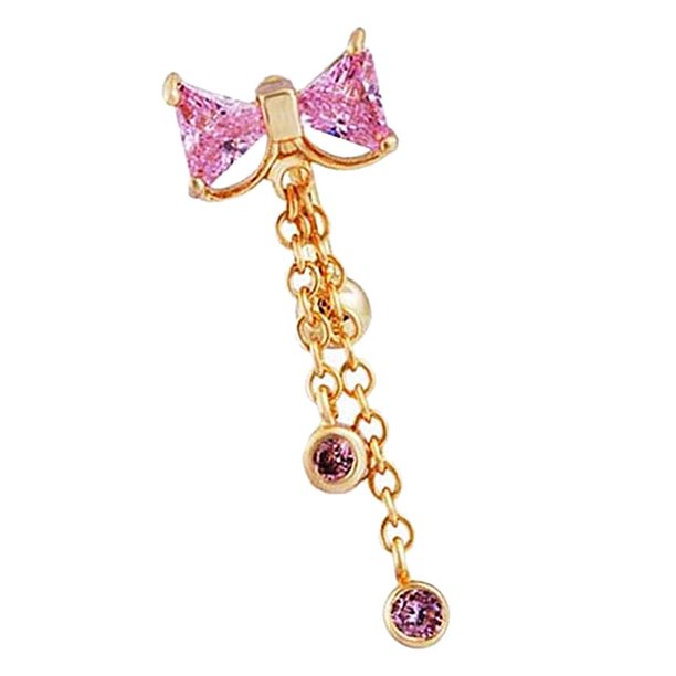316L de material acero Inoxidable 14G De Cristal Lindo Bowtie Borla Cuelga Del Del Vientre Del Yinane Anillo de vientre de acero inoxidable