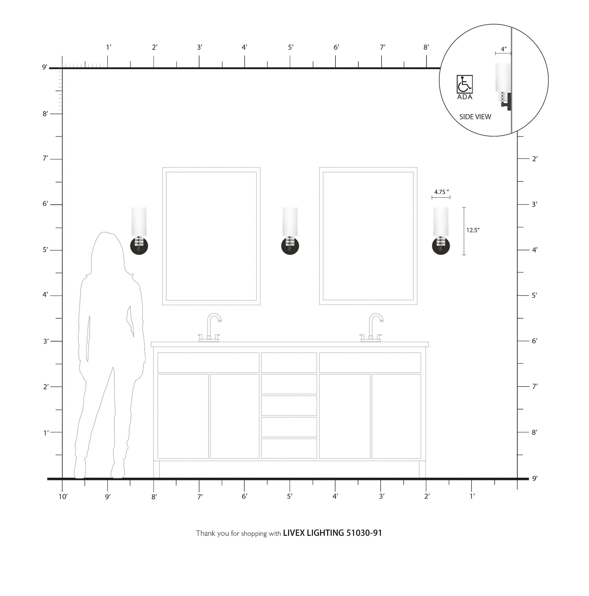 Livex Lighting - Carlisle - 1 Light ADA Wall Sconce in Contemporary Style - 4.75